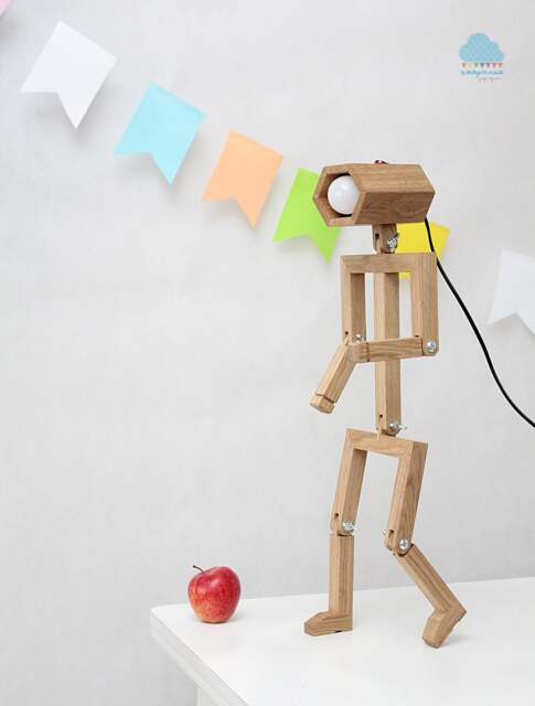 Wooden Robot Lamp With Adjustable Positions. Click For Details - image 1