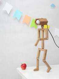 Wooden Robot Lamp With Adjustable Positions. Click For Details - thumbnail 1