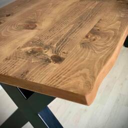 Firsby Xf Chunky Steel Dining Table Natural Live Edge Rustic X Frame Legs Handmade Characteristic Of The Countryside - thumbnail 4
