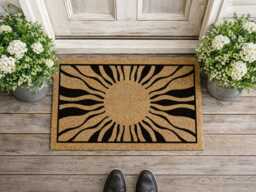 Wavy Sun Rays Doormat - Celestial Entryway Rug Boho - thumbnail 1