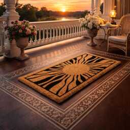 Wavy Sun Rays Doormat - Celestial Entryway Rug Boho - thumbnail 2