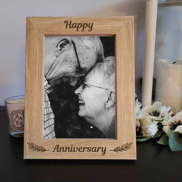 Personalised Anniversary Photo Frame - Engraved Photo Frame Gift Wedding 5Th Wooden - image 1