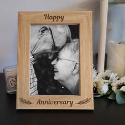 Personalised Anniversary Photo Frame - Engraved Photo Frame Gift Wedding 5Th Wooden - thumbnail 1