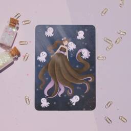 Octopus Mermaid Art Print - Poster Mermay Dreamy Illustration Wall Home Decor & Gifts Original Drawing - A4 A5 A6 - thumbnail 2