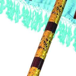 Bali Sun Parasol Sky Blue & Gold Large 2.5M, Hand-Made Balinese Garden With Screw Pole Joint - thumbnail 4
