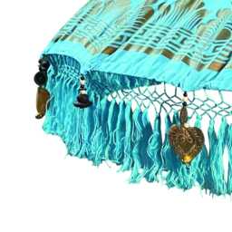 Bali Sun Parasol Sky Blue & Gold Large 2.5M, Hand-Made Balinese Garden With Screw Pole Joint - thumbnail 2
