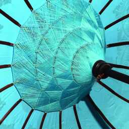 Bali Sun Parasol Sky Blue & Gold Large 2.5M, Hand-Made Balinese Garden With Screw Pole Joint - thumbnail 3