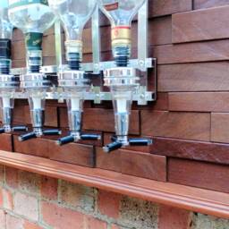 Home Whiskey Bar/Wood Wall Art/Alcohol Dispenser/Whiskey Dispenser/Gift For Him/Gift Mens/Wall Mounted Bar Shelves/ 6 Bottle Holder - thumbnail 2