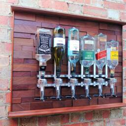 Home Whiskey Bar/Wood Wall Art/Alcohol Dispenser/Whiskey Dispenser/Gift For Him/Gift Mens/Wall Mounted Bar Shelves/ 6 Bottle Holder - thumbnail 3