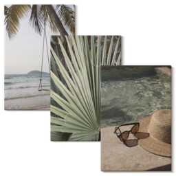 3 Piece Canvas Set - Palm Leaf Swing Beach Vacation, Green Picture Print, Landscapes Wall Decor - thumbnail 2