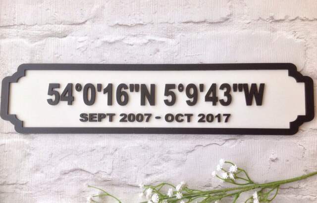 Street Sign- Longitude & Latitdue Street Sign - Gps Custom Cooridinates Address - Double Line -Mother's Day Gift - image 1