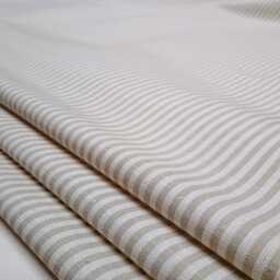 Natural/Ivory Linen Ticking Stripe Fabric Sample, French Style - thumbnail 2
