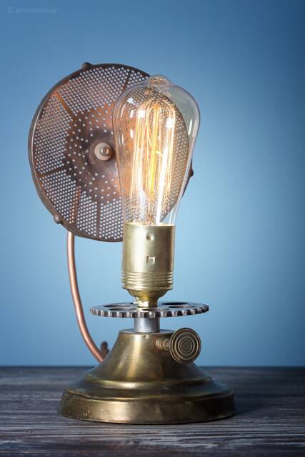 Handmade Industrial Edison Desk Lamp - Steampunk Reflector Light 100% in Greece - image 1