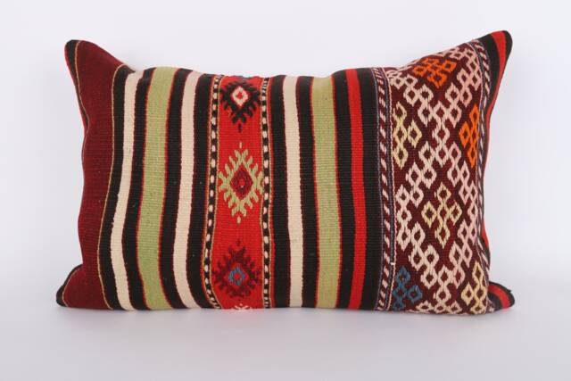 16x24 Kilim Lumbar Pillow Cover Turkish Wool Cushion - image 1