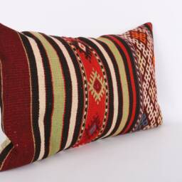 16x24 Kilim Lumbar Pillow Cover Turkish Wool Cushion - thumbnail 2