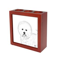 Bichon Frise - Wooden Stand For Candles/Pens With The Image Of A Dog New Collection