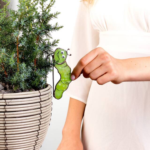 Funny Worm Plant Pot Huggerstained Glass Decor - Home Accent For Plant Lovers Gardening Accessories - image 1