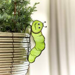 Funny Worm Plant Pot Huggerstained Glass Decor - Home Accent For Plant Lovers Gardening Accessories - thumbnail 2