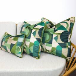 Iliv Geometrica Jade Geometric Velvet Cushion Covers, Green Designer Throw Pillows, Luxury Scatter Cushions - thumbnail 2