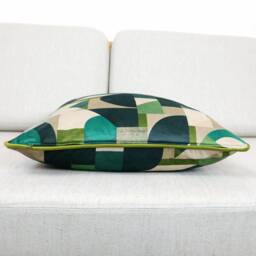 Iliv Geometrica Jade Geometric Velvet Cushion Covers, Green Designer Throw Pillows, Luxury Scatter Cushions - thumbnail 4