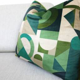 Iliv Geometrica Jade Geometric Velvet Cushion Covers, Green Designer Throw Pillows, Luxury Scatter Cushions - thumbnail 3