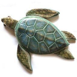Handmade Ceramic Sea Turtle Wall Sculpture Coastal Decor - thumbnail 2