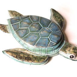 Handmade Ceramic Sea Turtle Wall Sculpture Coastal Decor - thumbnail 3