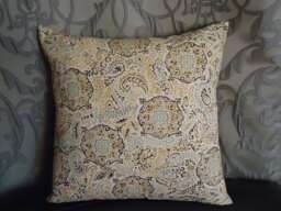 Handmade Beige Pillow Cover, 16x16 Floral Cushion - thumbnail 1