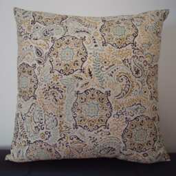 Handmade Beige Pillow Cover, 16x16 Floral Cushion - thumbnail 2