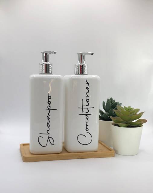 Personalised White Square Soap Dispenser Bottle With Silver Pump 250Ml & 500Ml - image 1