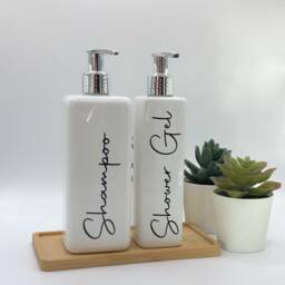 Personalised White Square Soap Dispenser Bottle With Silver Pump 250Ml & 500Ml - thumbnail 2