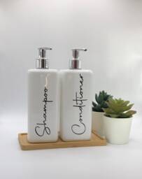 Personalised White Square Soap Dispenser Bottle With Silver Pump 250Ml & 500Ml
