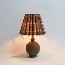 Duzy Handmade Brown Plaid Fabric & Ceramic Base Lamp For Home Decor-87#, 110-240V/50-60Hz