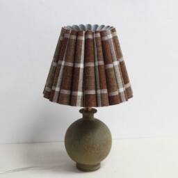 Duzy Handmade Brown Plaid Fabric & Ceramic Base Lamp For Home Decor-87#, 110-240V/50-60Hz - thumbnail 2