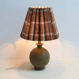 Duzy Handmade Brown Plaid Fabric & Ceramic Base Lamp For Home Decor-87#, 110-240V/50-60Hz - thumbnail 4
