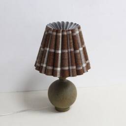 Duzy Handmade Brown Plaid Fabric & Ceramic Base Lamp For Home Decor-87#, 110-240V/50-60Hz - thumbnail 3