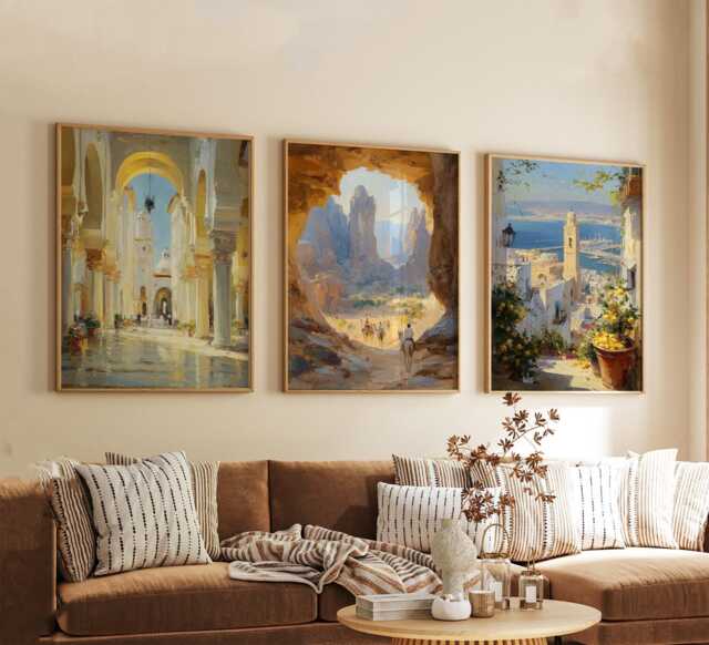 Set Of 3 Algeria Posters, North Africa Travel Wall Art, Desert Landscape Print Set, Modern Home Decor, Warm Earth Tone Artwork - image 1