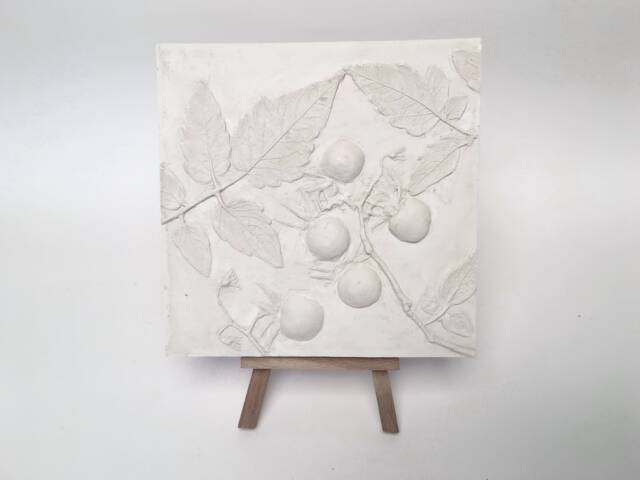 Tile Tomato Cast. Botanical Decorative Unique Plaster Wall Art Fram?? Wood Concrete Impression Eco Friendly Pressed Flowers - image 1