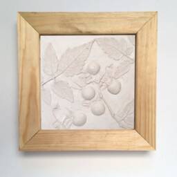 Tile Tomato Cast. Botanical Decorative Unique Plaster Wall Art Fram?? Wood Concrete Impression Eco Friendly Pressed Flowers - thumbnail 4