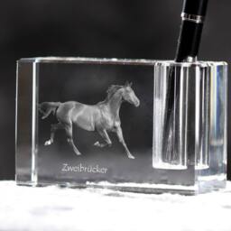 Zweibr??cker , Crystal Pen Holder With Horse, Souvenir, Decoration, Limited Edition, Collection - thumbnail 2