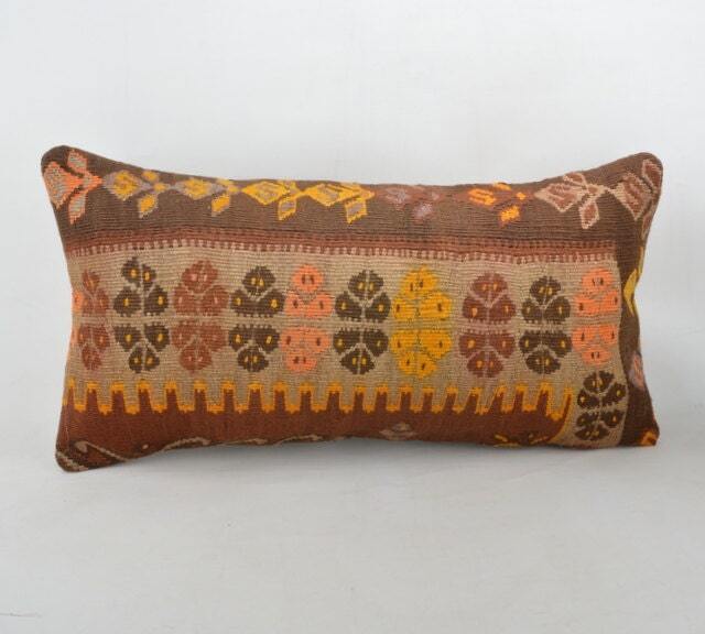 "Kilim Pillow, Wool Kilim Cousin From Anatolia , 30x60 cm, 12""x24" - image 1