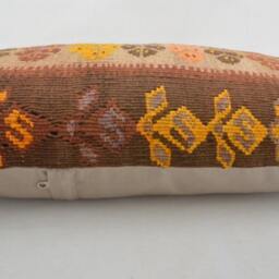 "Kilim Pillow, Wool Kilim Cousin From Anatolia , 30x60 cm, 12""x24" - thumbnail 3