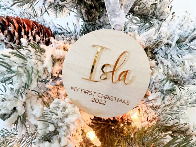 Babys First Christmas Ornament, My 2025, 1st Ornament Baby, Engraved Baby New Gift Tag - image 1