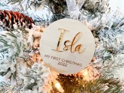 Babys First Christmas Ornament, My 2025, 1st Ornament Baby, Engraved Baby New Gift Tag