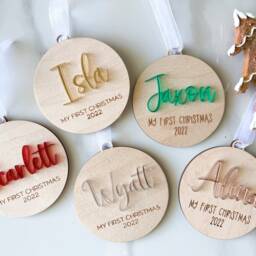 Babys First Christmas Ornament, My 2025, 1st Ornament Baby, Engraved Baby New Gift Tag - thumbnail 3