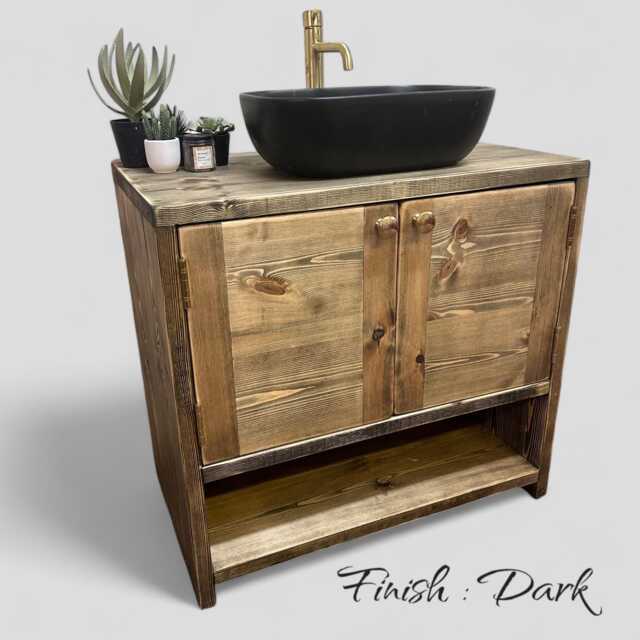 Anna - Handmade Solid Pine Bathroom Vanity Unit Redwood Timber Cupboard - image 1