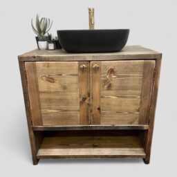 Anna - Handmade Solid Pine Bathroom Vanity Unit Redwood Timber Cupboard - thumbnail 2