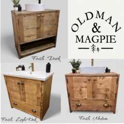 Anna - Handmade Solid Pine Bathroom Vanity Unit Redwood Timber Cupboard - thumbnail 3
