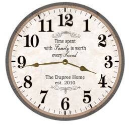 Personalized Family Name Clock - Time Spent With Is Worth Every Second Clock
