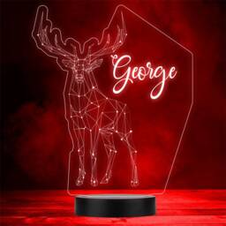 3D Style Geometric Reindeer Personalised Gift Colour Change Led Lamp Night Light